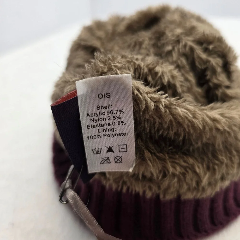 Powder‎ Bear Pom Beanie Cute Animal Winter Hat Fleece Lined